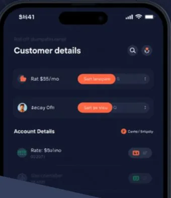 Customer account details screen showing rate and account info