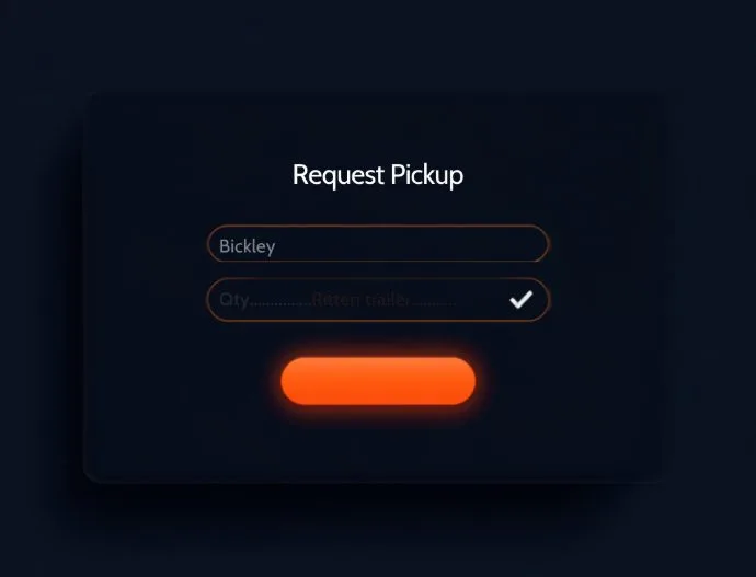 Customer self-service screen with a Request Pickup form and button